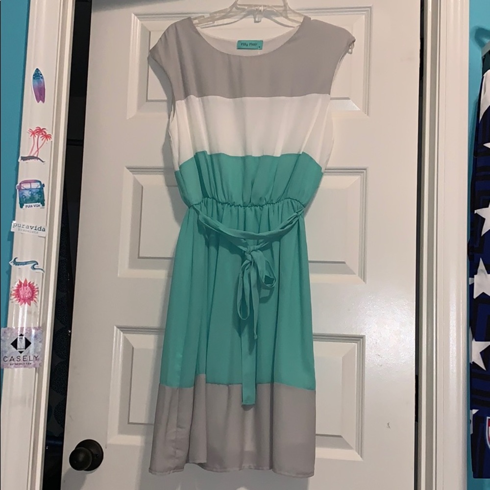 Grey-White-Blue Dress